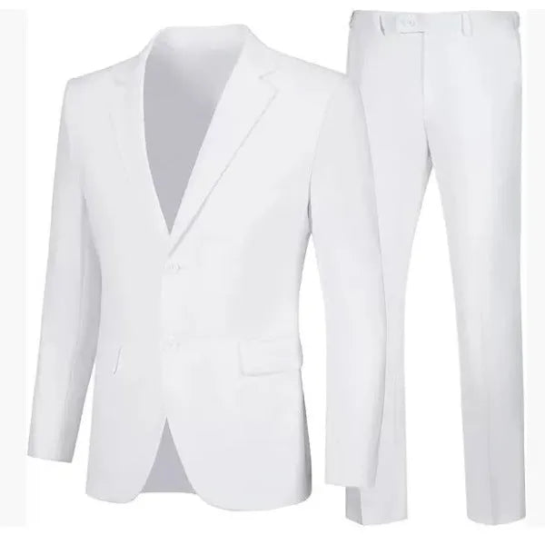 Men's slim fit wedding dinner suit set in viscose with jacket and trousers, available in multiple colours and sizes M to 5XL