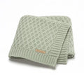 Acrylic infant hug blanket with textured lines pattern in a solid colour, shown flat at 70 by 90 cm.