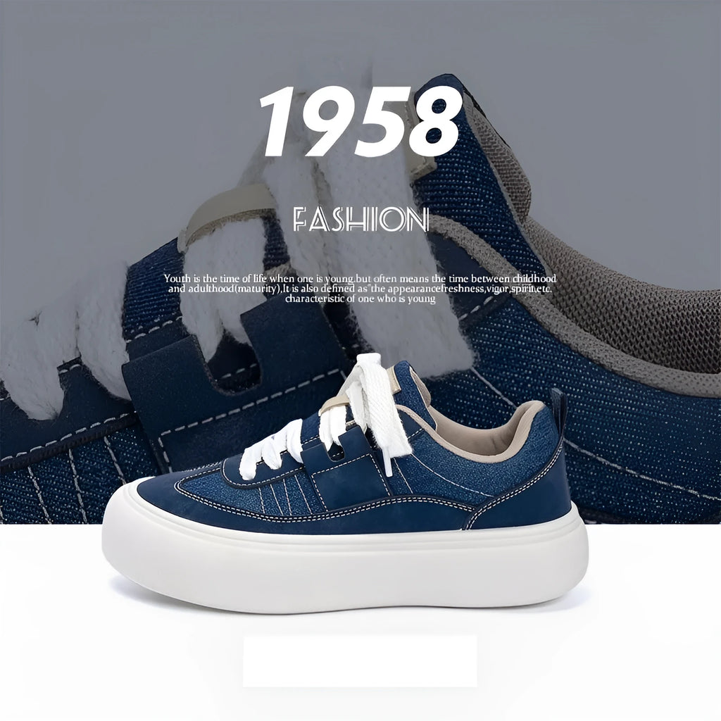 Men's black platform canvas trainers with lace-up front and raised sole on a white background