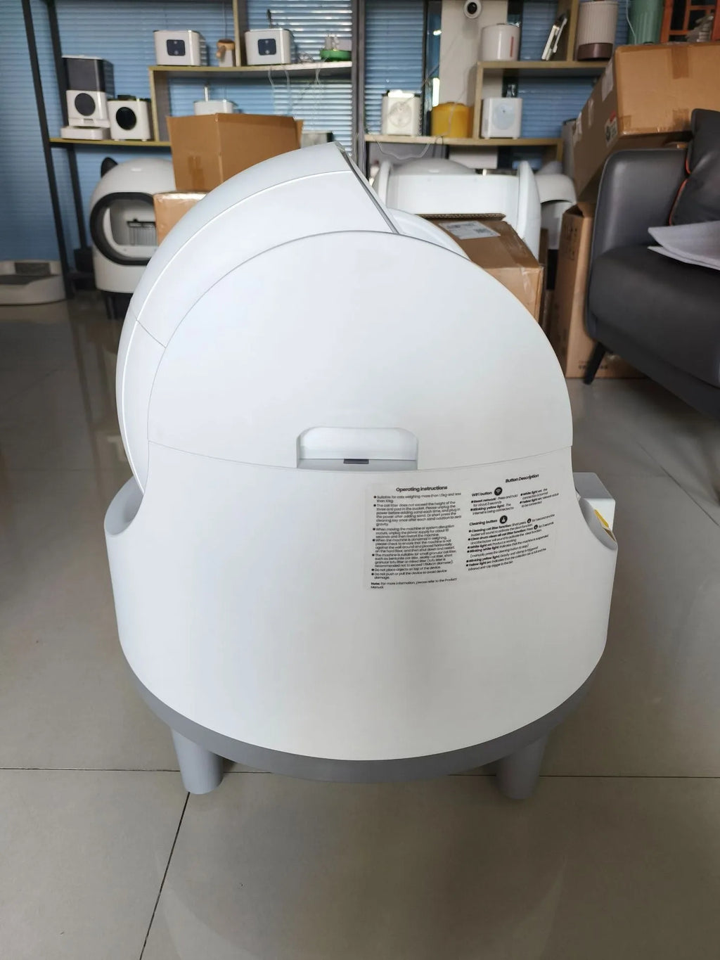 White fully automatic cat litter box with intelligent shovel machine, 535x535x600mm, APP smart control