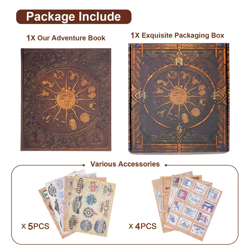 Gold DIY scrapbook photo album with constellation design and hard kraft paper cover, 132 pages, 28x24.4 cm