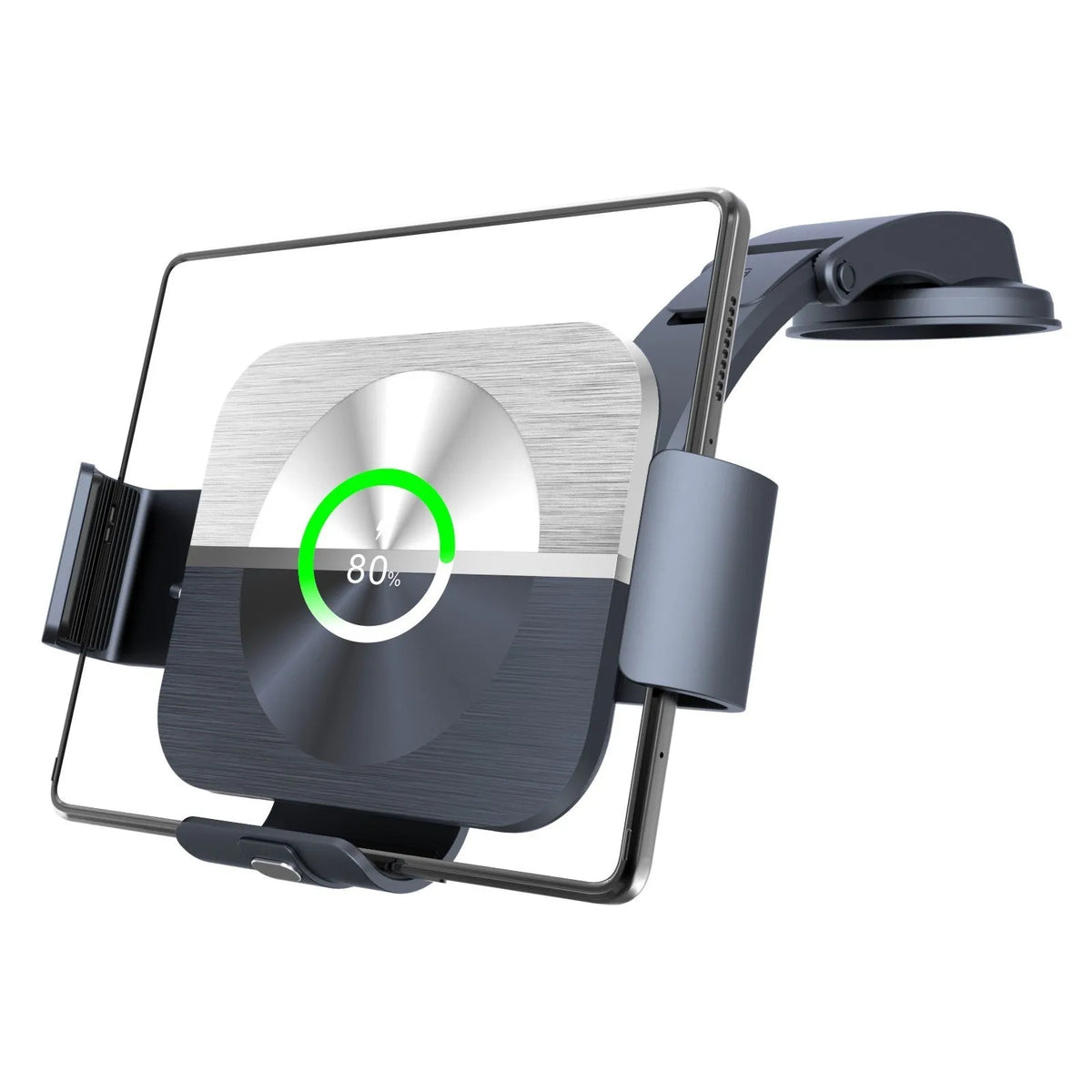 S11 Twin Coil Folding Screen Car Wireless Charger in Black with Type-C input port
