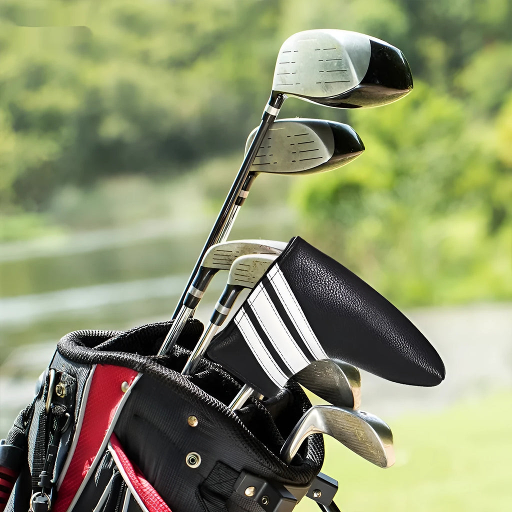 Black PU leather golf push rod sleeve case for club shaft protection