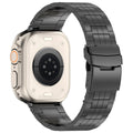 Titanium five-bead watch strap with safety catch in black, silver or titanium colour, 38mm to 49mm