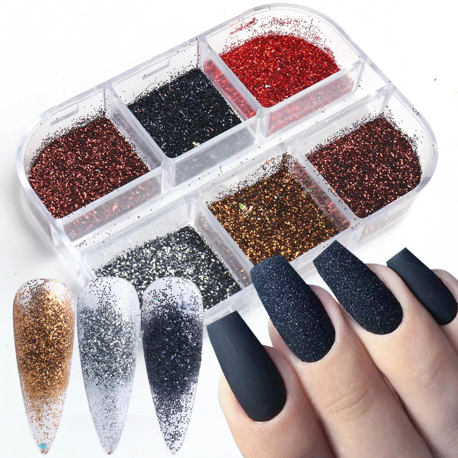 Gold and silver laser irregular nail glitter sequins in 8g box for nail art decoration