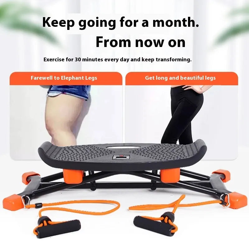 JS101A mini fitness skiing machine compact home exercise equipment with elastic hand straps