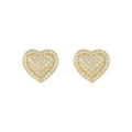 Golden heart-shaped stud earrings made from S925 silver with moissanite stones