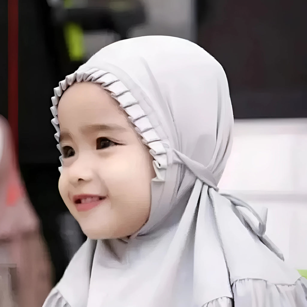 Girls' ice silk ruffle headscarf in solid colour, 55 x 50 x 67cm, for children