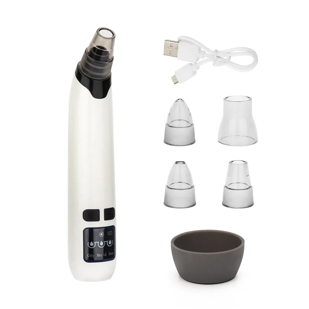 Electric pore cleaner suction blackhead remover with 3 modes in black rose gold and white