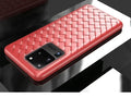TPU woven phone case for Samsung Galaxy S20 in black, blue, green, grey, or red.