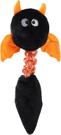 Cartoon-design plush dog toy with black, green, and red colour options on a white background.