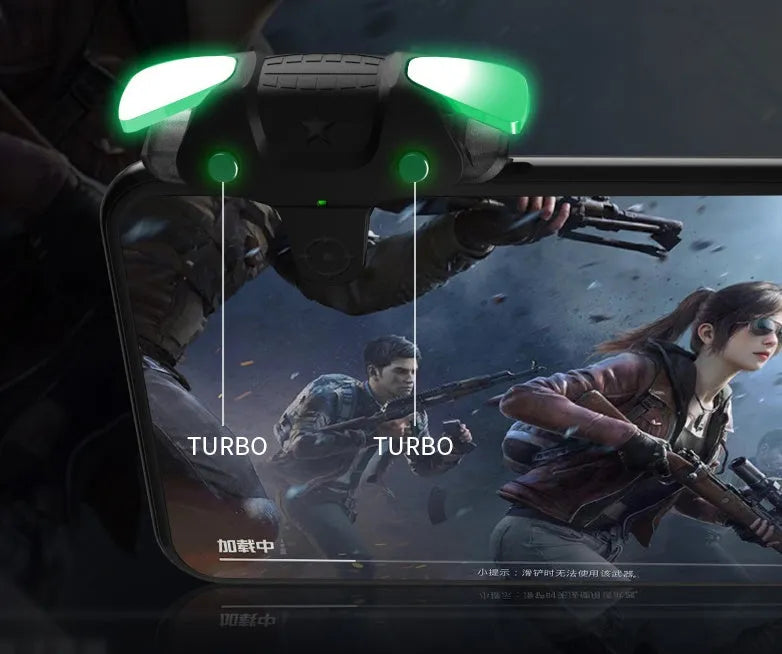 Black F5 Bluetooth wireless game controller with phone clip for mobile gaming