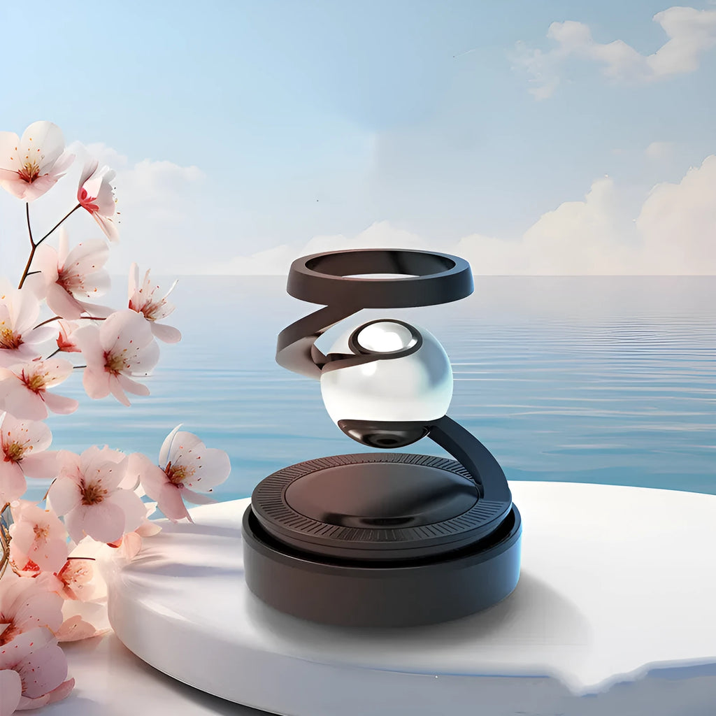 Solar-powered car hanging ornament with aromatic function in Gulong colour, measuring 65mm by 81mm
