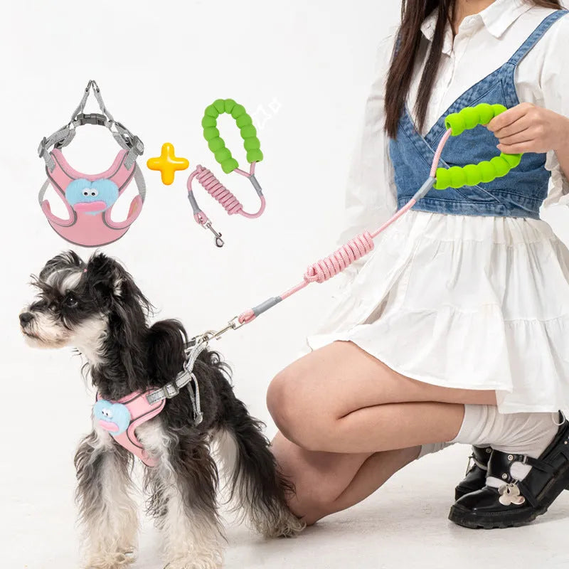 No pull dog harness with multifunction leash in blue, step-in design, reflective stitching, sizes XS to XL