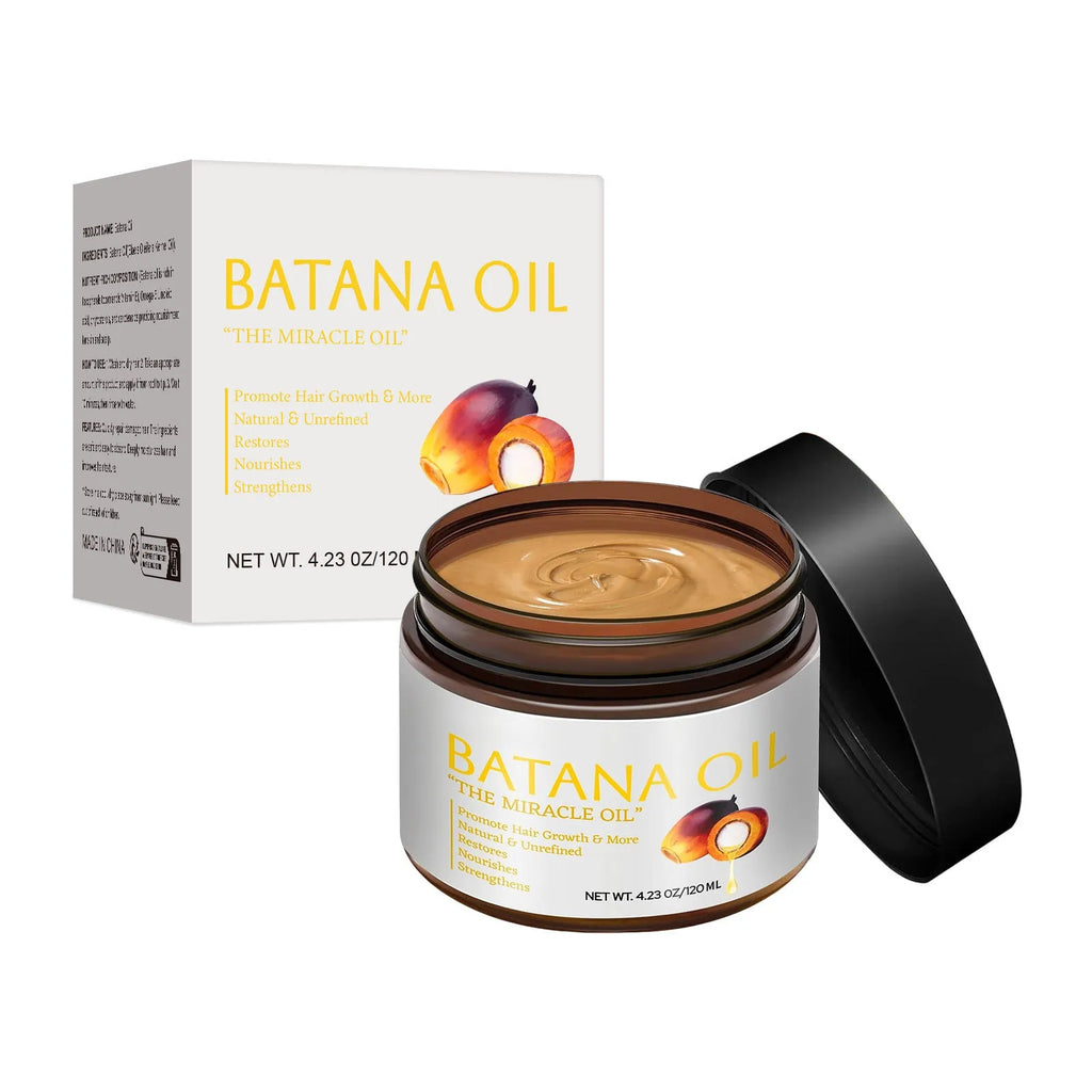 Batana Hair Mask bottle, 120ml net content, for nourishing and softening frizzy hair.