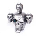 Gold or silver Halloween skull ornament with LED candle light, 14x12x9cm flameless decoration