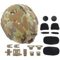 FAST SF full protection tactical helmet in engineering plastic, 27 x 22.5 x 16 cm, shown in black and camouflage colour options