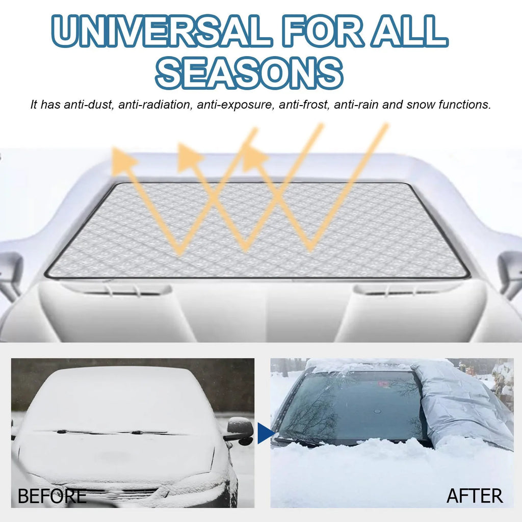 Car windshield frost protection cover with aluminium film layer and nylon fabric, size 140x95cm