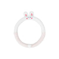 Plush cartoon animal embroidered thermal steering wheel cover for winter, shown fitted on a 38cm car steering wheel.