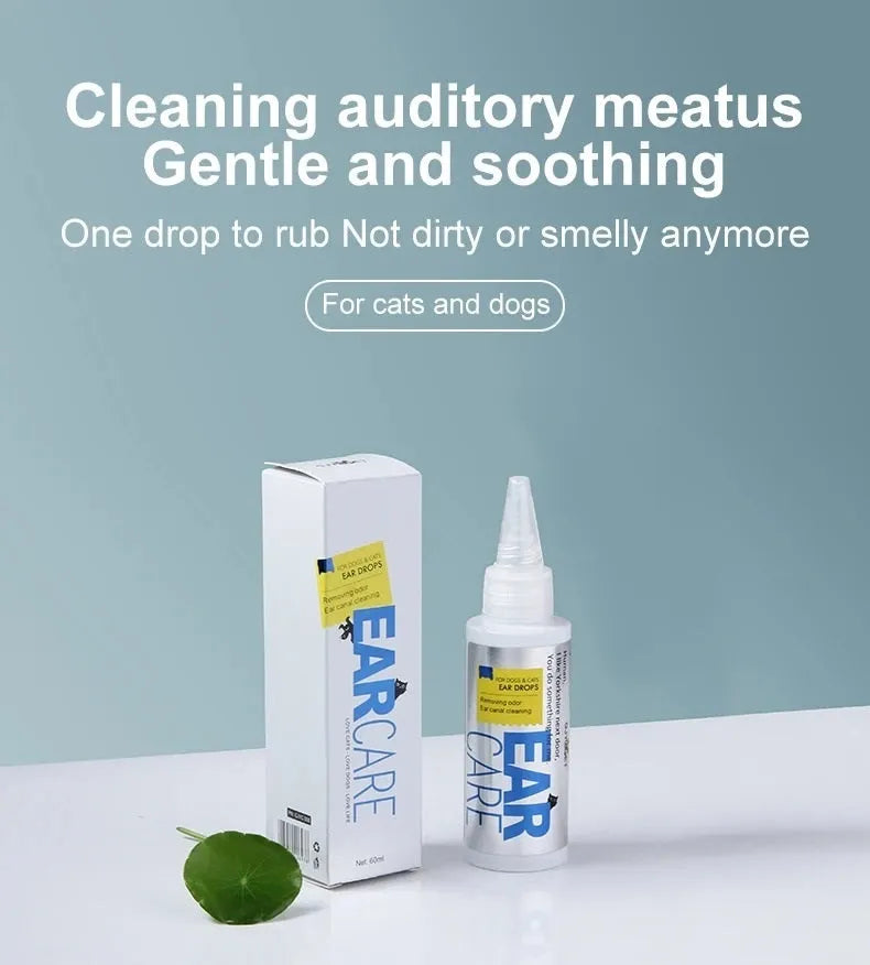 Pet ear cleaning solution 60ml bottle – universal ear drops for dogs, cats, rabbits