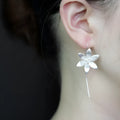 925 sterling silver lotus earrings for women Korean style flower earrings silver colour individually packed