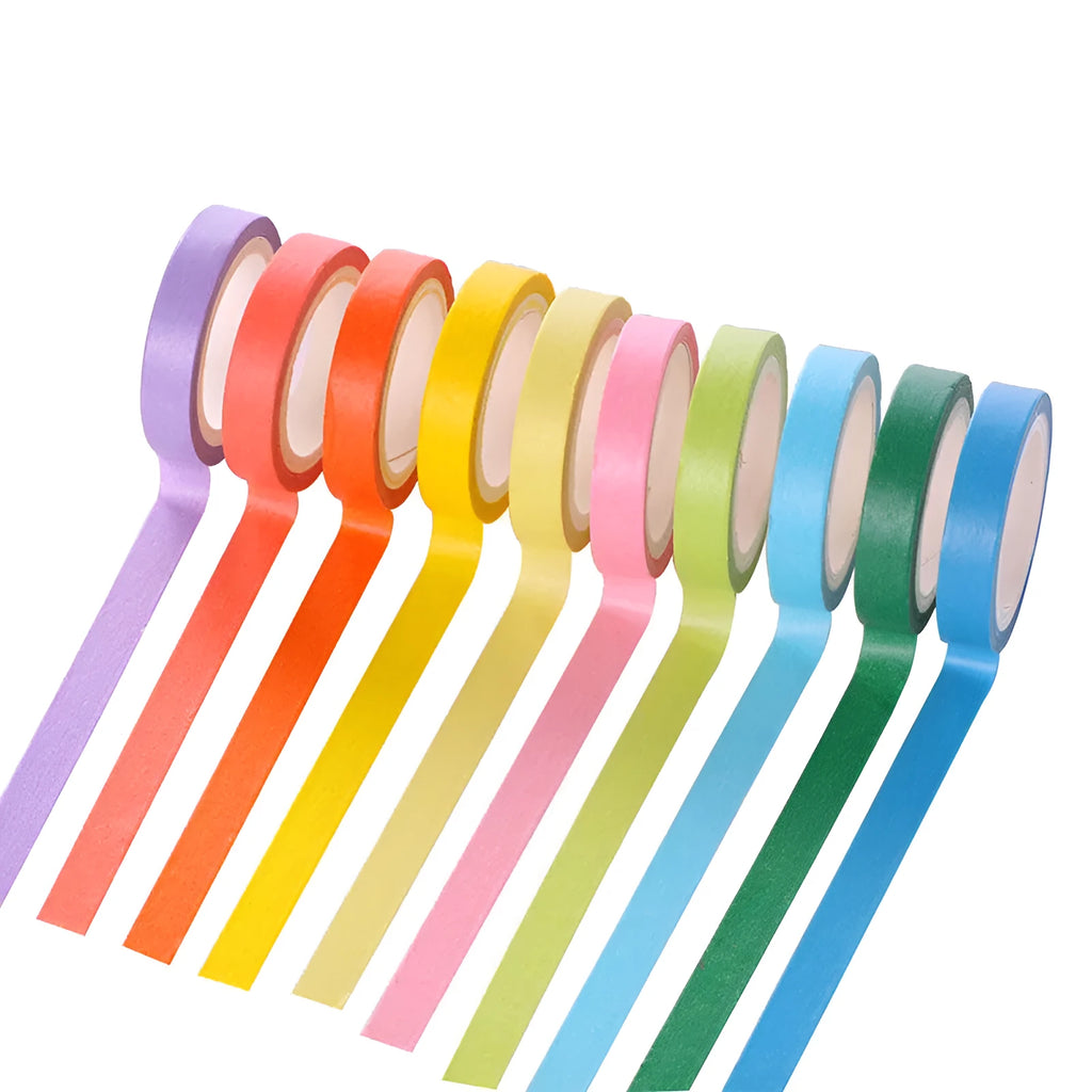 7.5mm washi candy tape set in 10 colours, 5m length, 0.03mm thin paper tape for DIY and cutting use