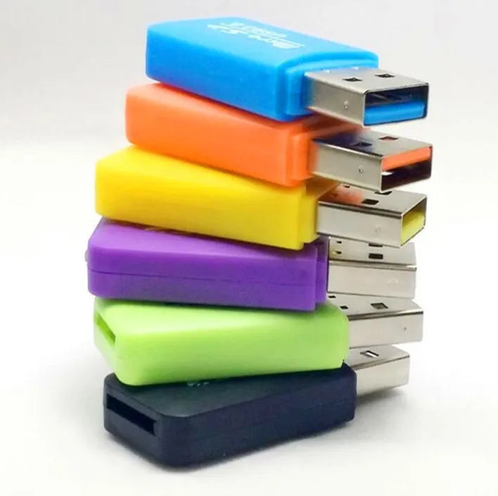 Mini USB card reader for TF microSD and SD memory cards with transfer capability