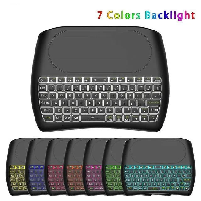 Black D8 Pro wireless mini keyboard with integrated touchpad and multimedia keys