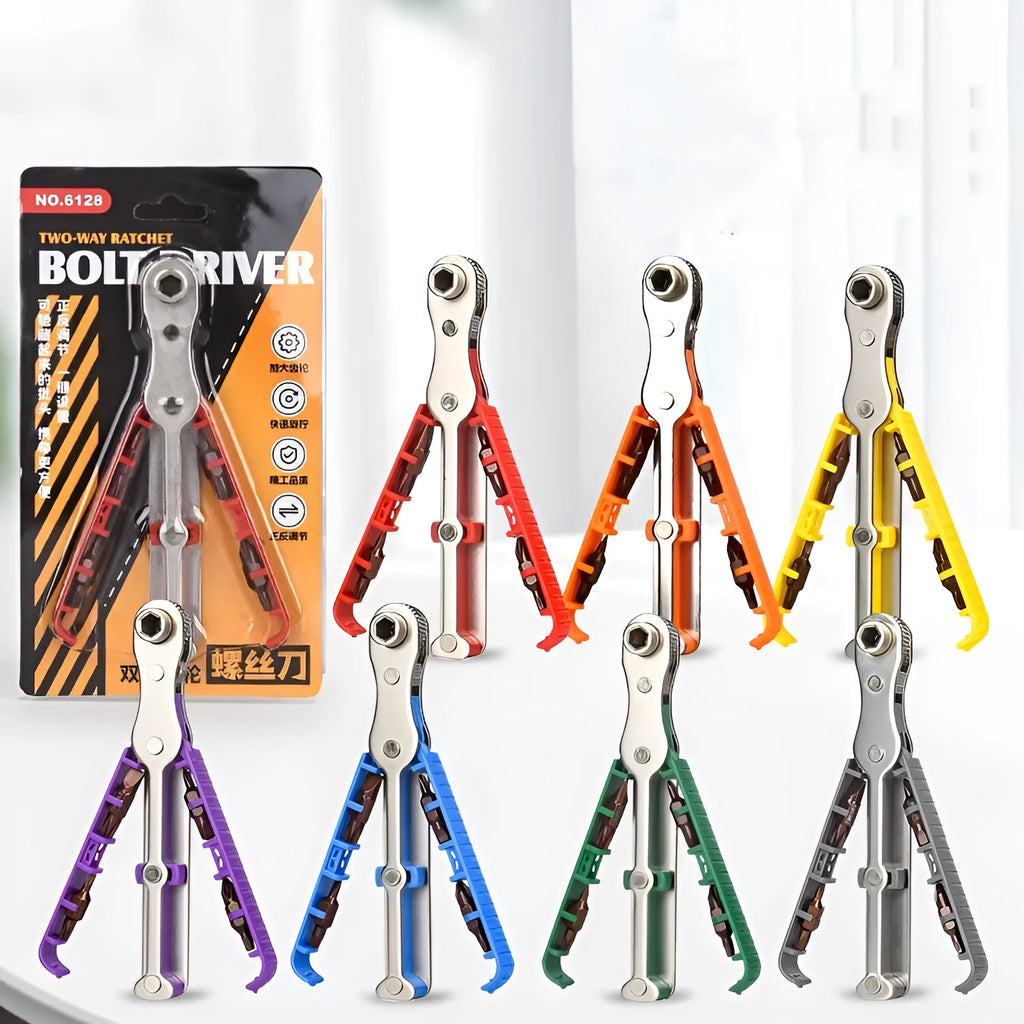8-in-1 two-way ratchet screwdriver with S2 alloy tool steel cutter head 14.5cm