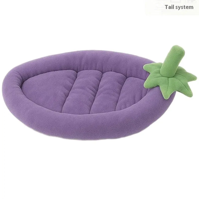 Washable dog bed mat with removable cloth cover in brown, shown in a large size.