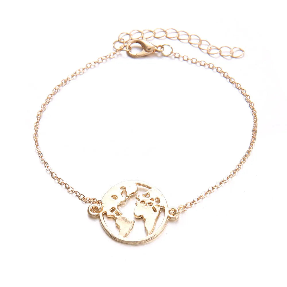 Three bohemian bracelets with heart-shaped aircraft map charms in sku2104 colour