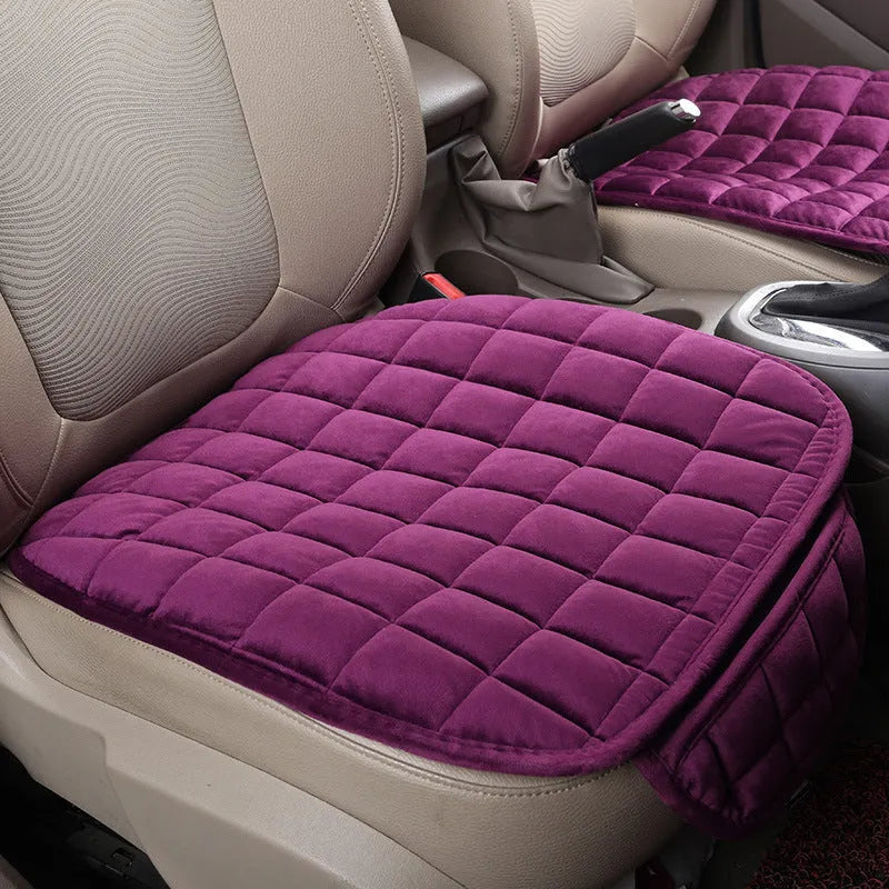 Winter car cushion without backrest in plush material, two-seat style, beige colour