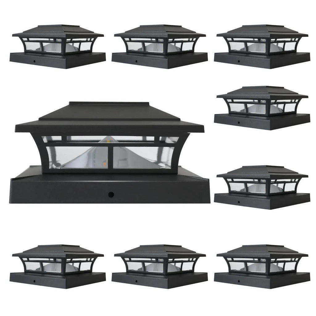 Solar pillar lamp with ABS shell and LED lamp cap for garden handrail and lawn, warm or white light