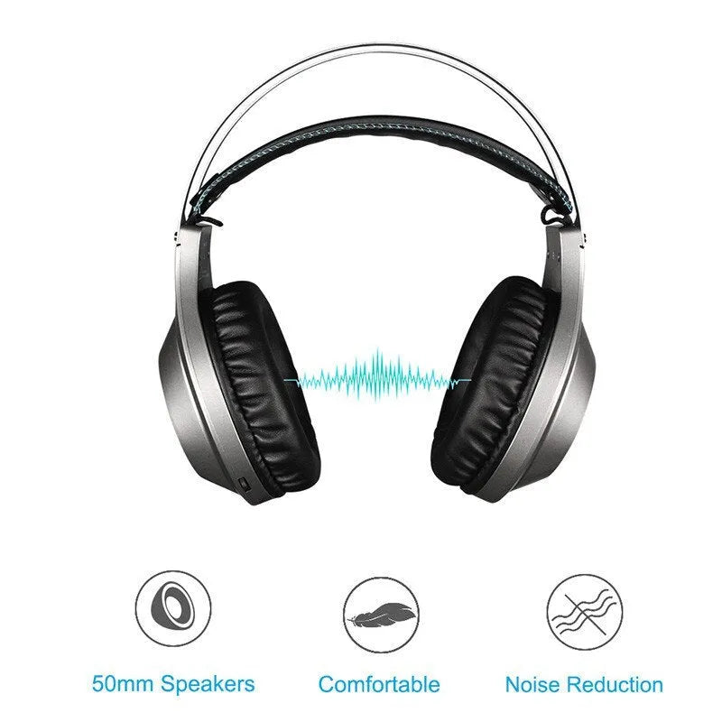 NUBWO N2 black or silver wired gaming headset with over-ear design and adjustable headband