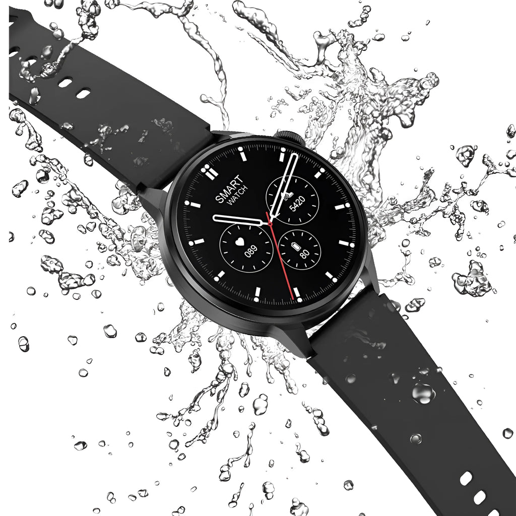 Fashionable smartwatch with Bluetooth calling and wireless charging on wrist showing 1.36-inch TFT screen