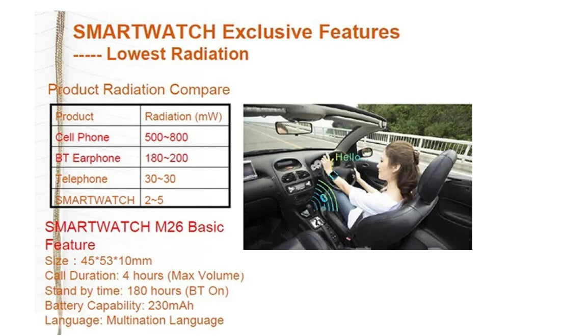 Smart Bluetooth sports watch in black with cross-platform Apple iOS and Android compatibility