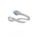 Women's adjustable snake ring in silver with platinum colour electroplated finish