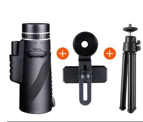Black HD 40x60 smartphone telescope monocular with tripod adapter for outdoor observation