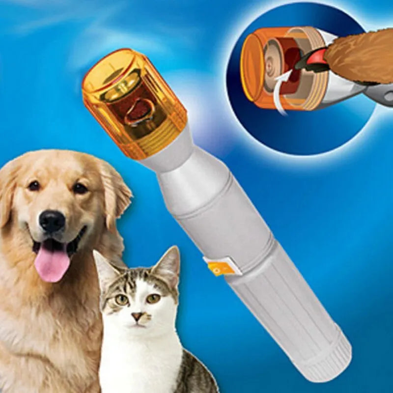 Grey plastic electric nail grinder for cats and dogs with On/Off switch