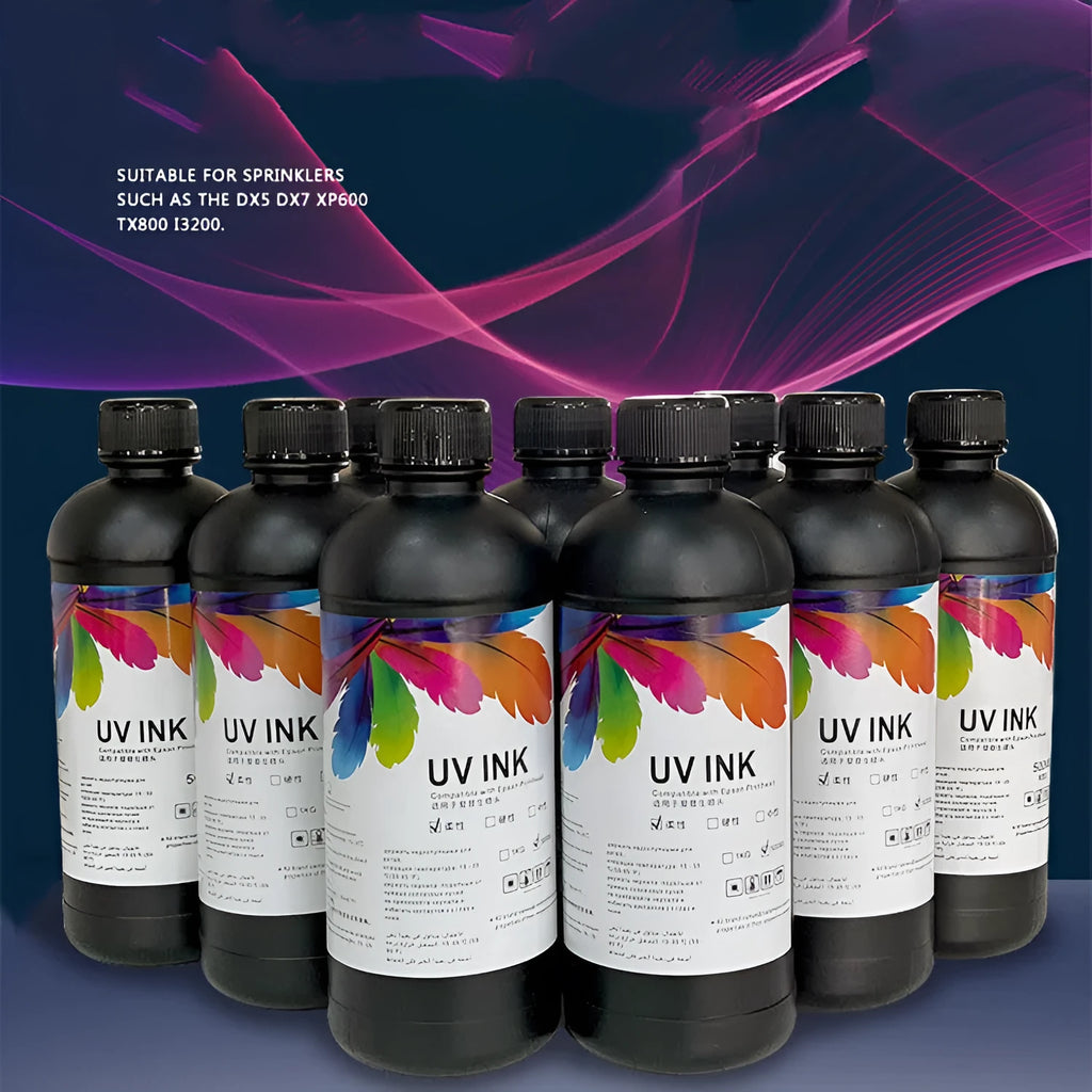 500ml bottle of UV printer ink for Epson XP600, TX800, 5th and 7th generation printheads.
