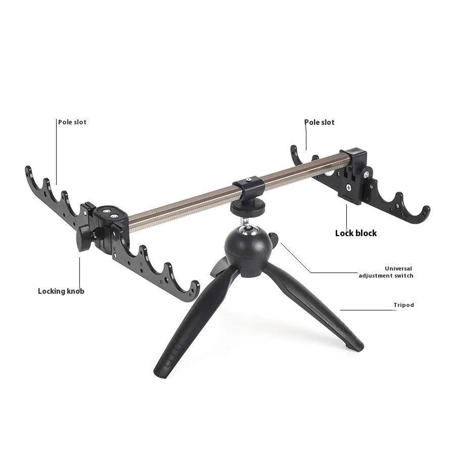 Aluminium ice fishing rod holder bracket with triangle tripod design