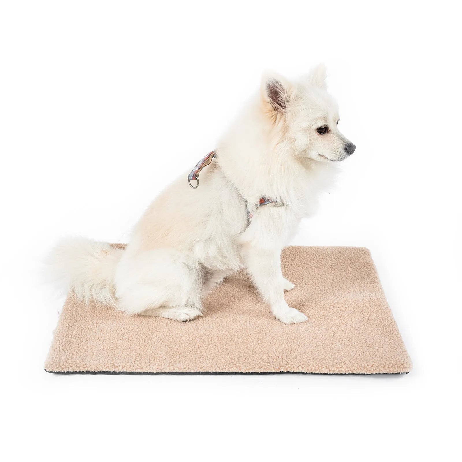 Grey plush self-heating pet bed for cats and small dogs with dimensions 95x65cm
