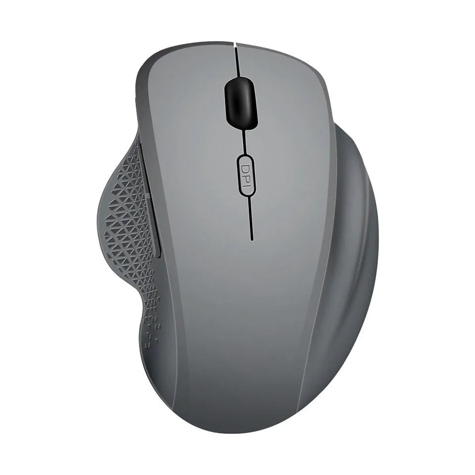 Grey and black self-charging wireless photoelectric mouse for laptop with USB charging cable
