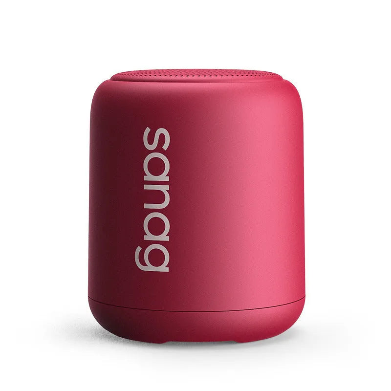 Green Bluetooth speaker with mesh grille, compact 75x88mm size, wireless portable audio device