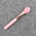Pink blush brush with corrugated silk nylon bristles and plastic handle 15cm total length