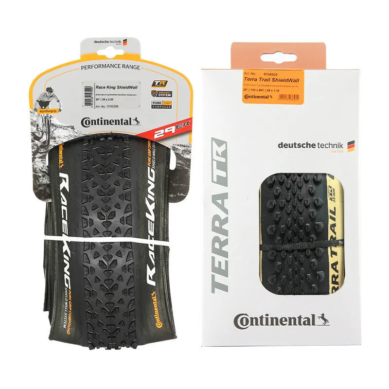 Mountain bike outer tyre in yellow or white with folding or steel wire bead for 26, 27.5 or 29-inch wheels