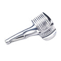 Silver plastic lemon slicer kitchen gadget on a countertop