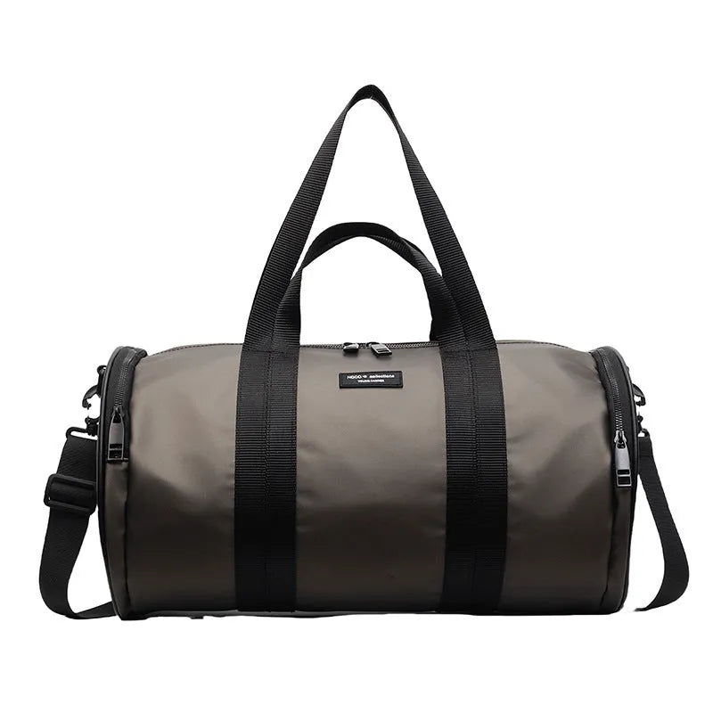 Waterproof Oxford cloth sports handbag in black, dark gold, and dark grey colour options