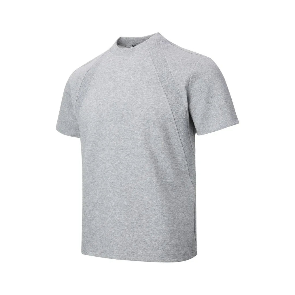 Air layer stitching short sleeve loose top in black on a hanger