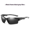 Men's and women's sports sunglasses with colourful film lenses in black frame and black gray option, dust-proof design for fishing and driving